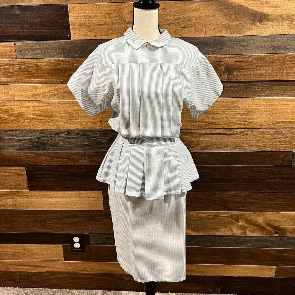 Vintage Classic Lolita, Steampunk Blue & White Midi Dress, Size 7/8